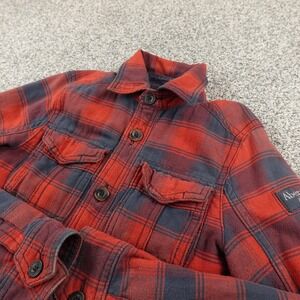VTG Abercrombie Fitch Jacket Mens S Red Plaid Flannel Jay Range Shacket Coat Y2K